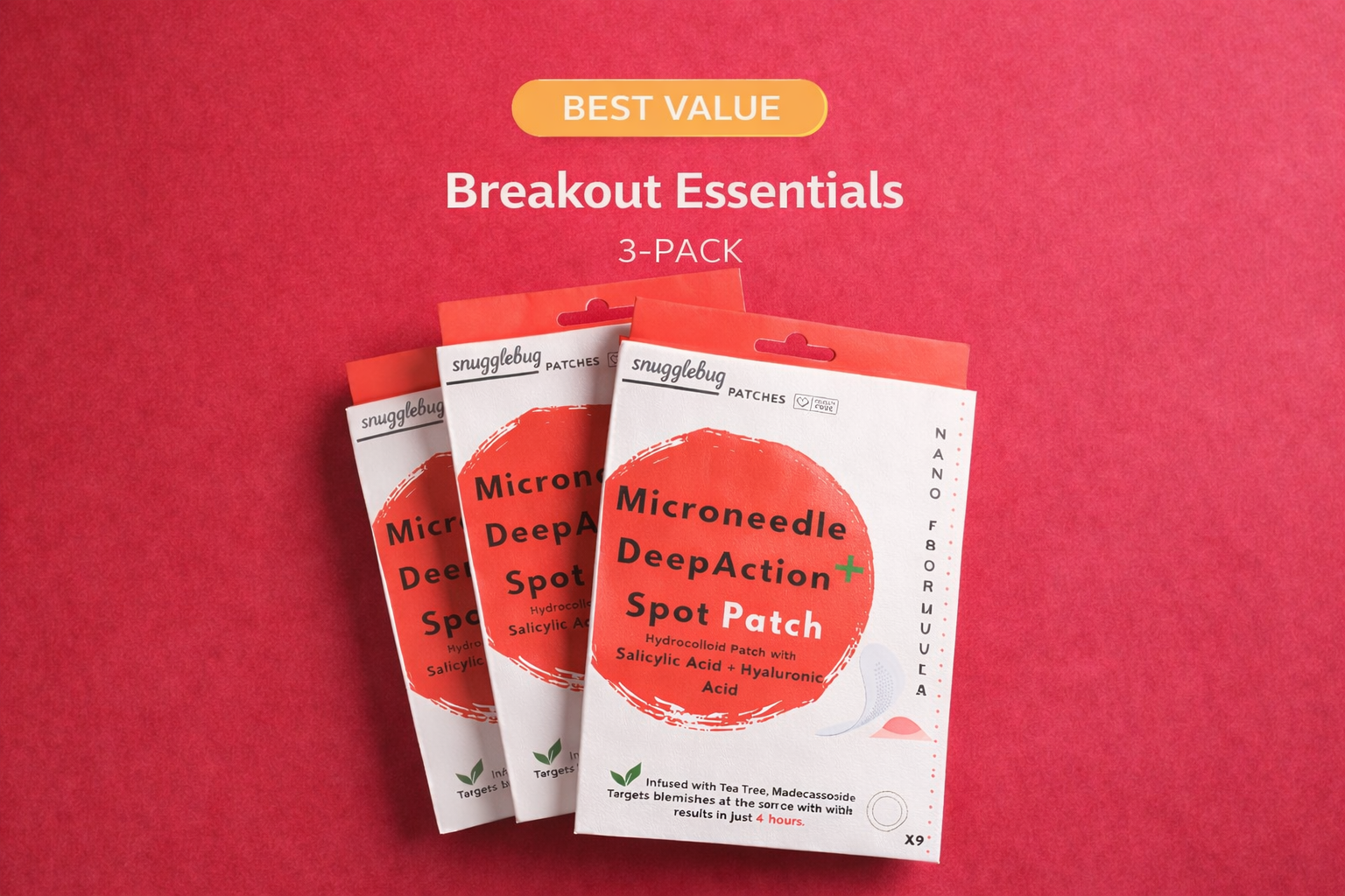 Microneedle Spot Patch - Advanced Blemish Treatment Infused with Tea Tree, Madecassoside, Salicylic Acid & Hyaluronic Acid